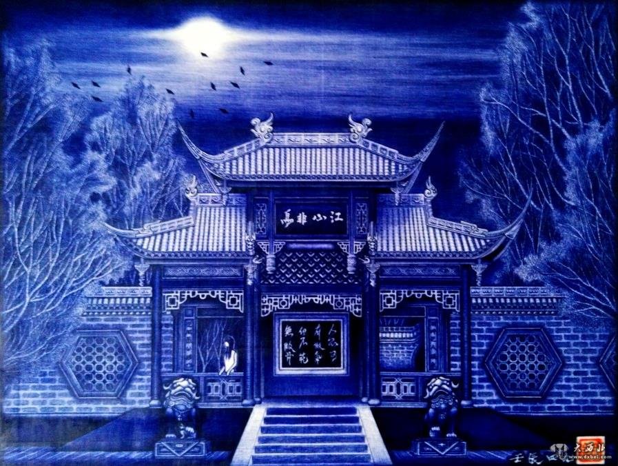 圆珠笔画的中国传统建筑