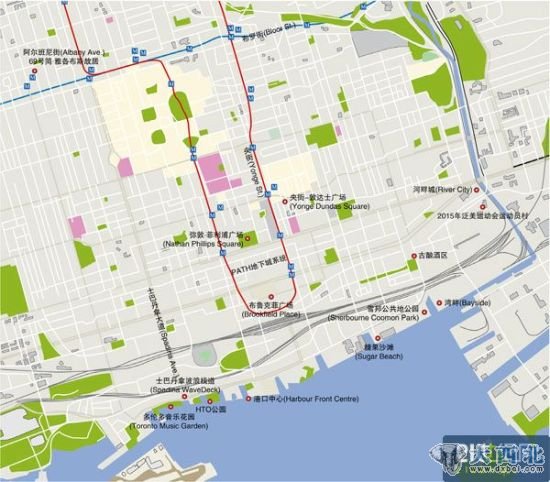 多伦多中心：Downtown步行地图(图)