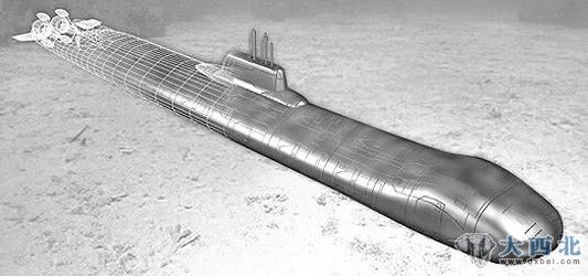 资料图：前苏联“717工程”水下运输核潜艇的电脑模拟图