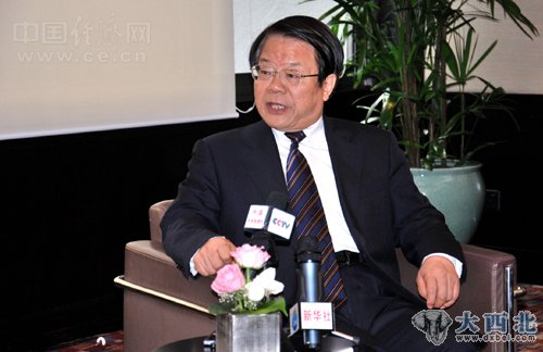 中国文化部长蔡武在接受中国媒体的集体采访。中国经济网陶杰/摄影